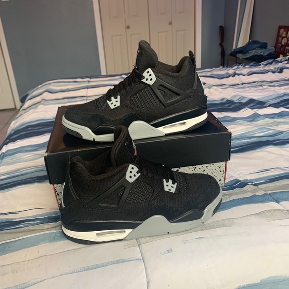 Air Jordan 4 Black Canvas GS SIZE 7 - Picture 2 of 7